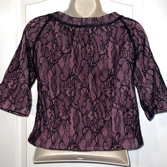 Moth Lace Shrug/sweater/jacket with Lavender Underlay - Picture 3 of 5